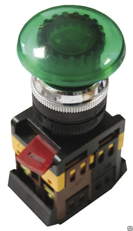Кнопка Aela-22 Гриб зеленая с подсветкой неон 1з+1р 240В IEK