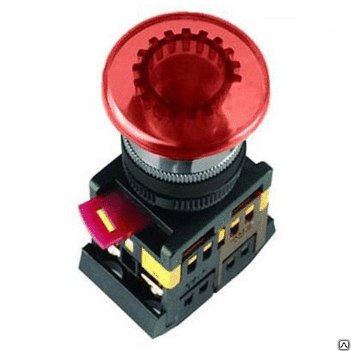 Кнопка Aela-22 Гриб красная с подсветкой неон 1з+1р 240В IEK