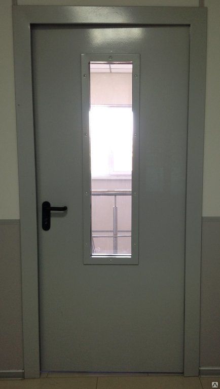 Металлическая дверь ДМОФ-1 с остеклением и фрамугой 