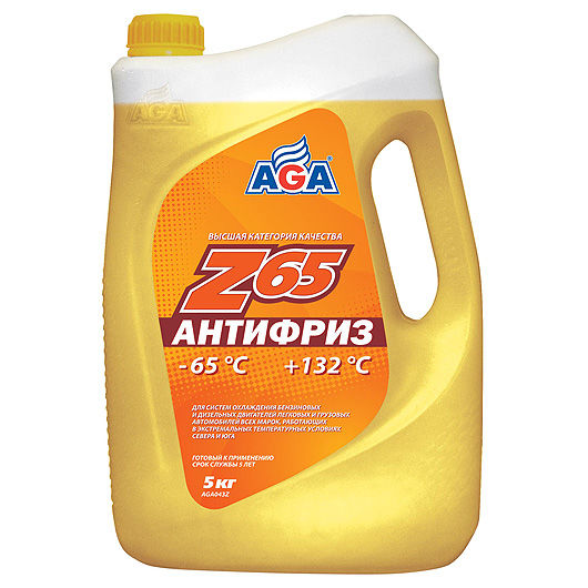 Антифриз AGA043Z готовый к применению -65С (желтый) 5 кг