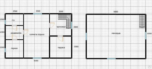 Баня дом 6х9 с мансардой из строганного 150х150 на свайном фундаменте #3