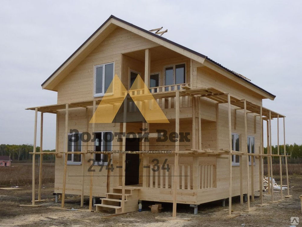 Строительство полутораэтажного каркасного дома 7х7.5 на винтовых сваях 1