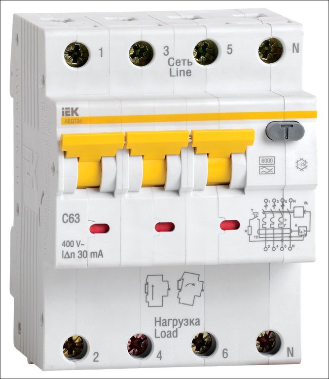 Автоматический выключатель дифференциального тока АВДТ 34 C10 10мА
