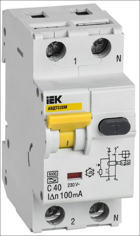 Автоматический выключатель дифференциального тока АВДТ32EM C40 100мА IEK