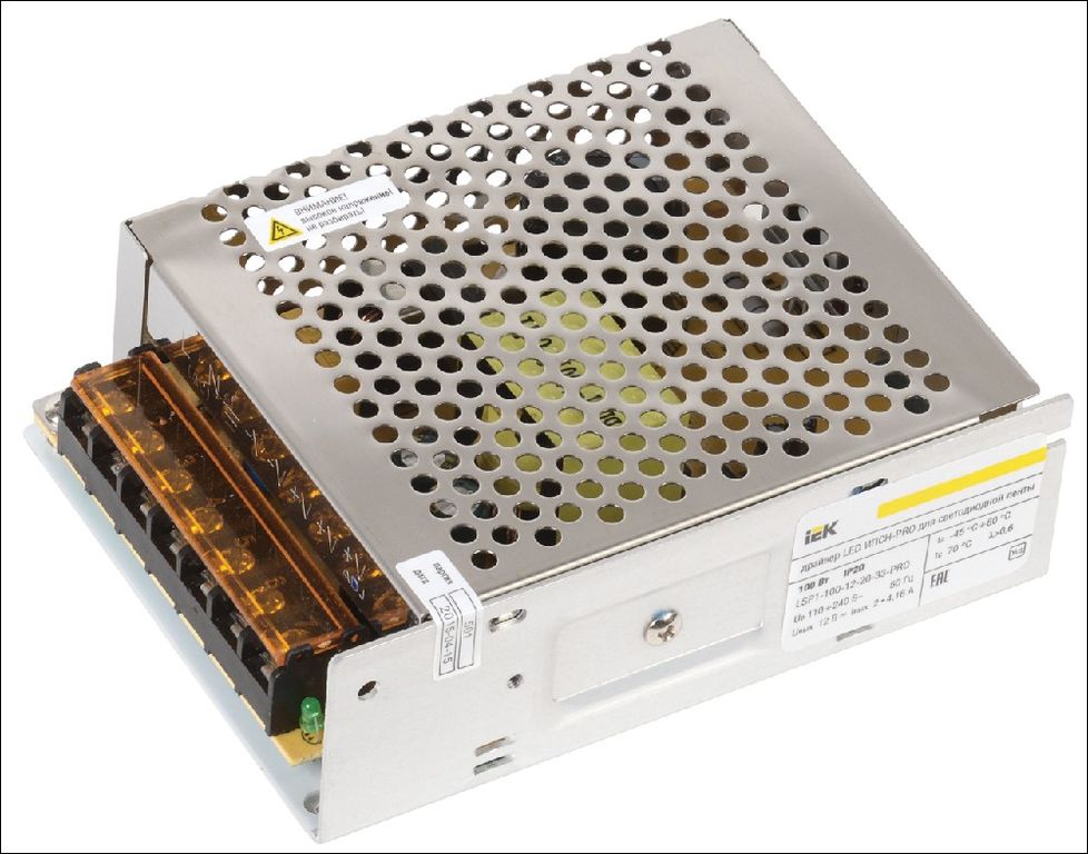 Драйвер LED ИПСН-PRO 100 Вт 12 В блок - клеммы IP20 IEK