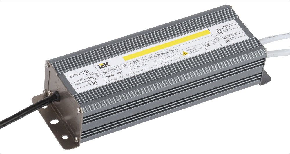 Драйвер LED ИПСН-PRO 100 Вт 12 В блок- шнуры IP67 IEK