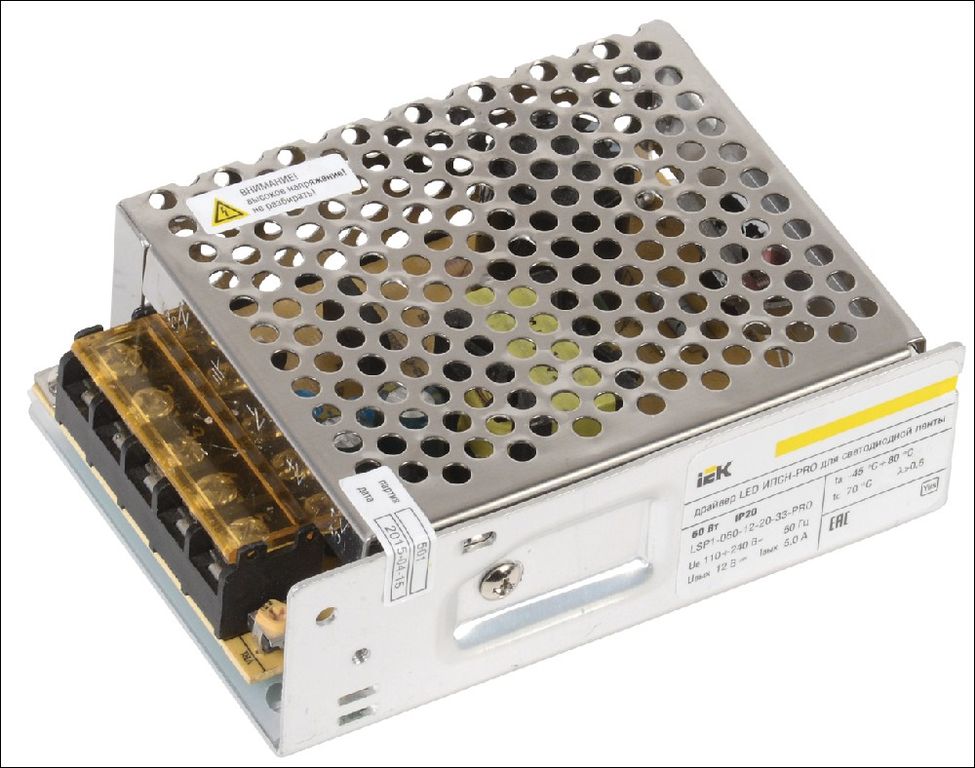Драйвер LED ИПСН-PRO 60 Вт 12 В блок - клеммы IP20 IEK