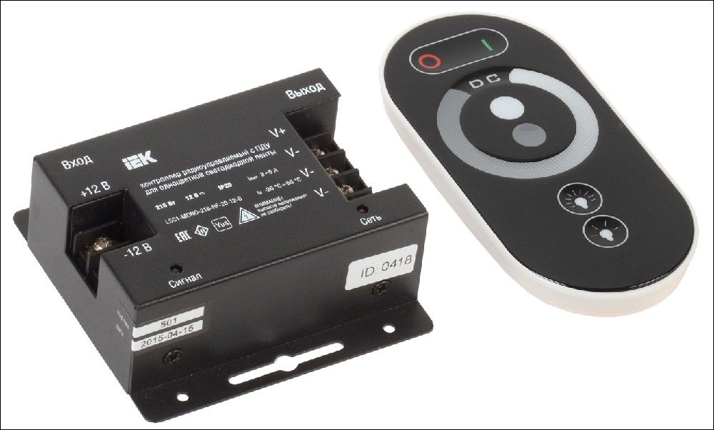 Контроллер с ПДУ радио (черный) MONO 3 канала 12 В, 6А, 216 Вт IEK