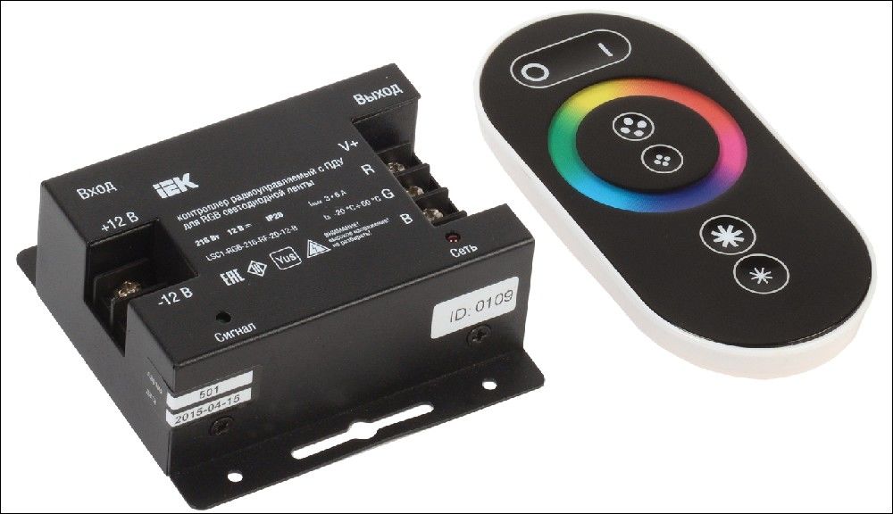 Контроллер с ПДУ радио (черный) RGB 3 канала 12 В, 6А, 216 Вт IEK