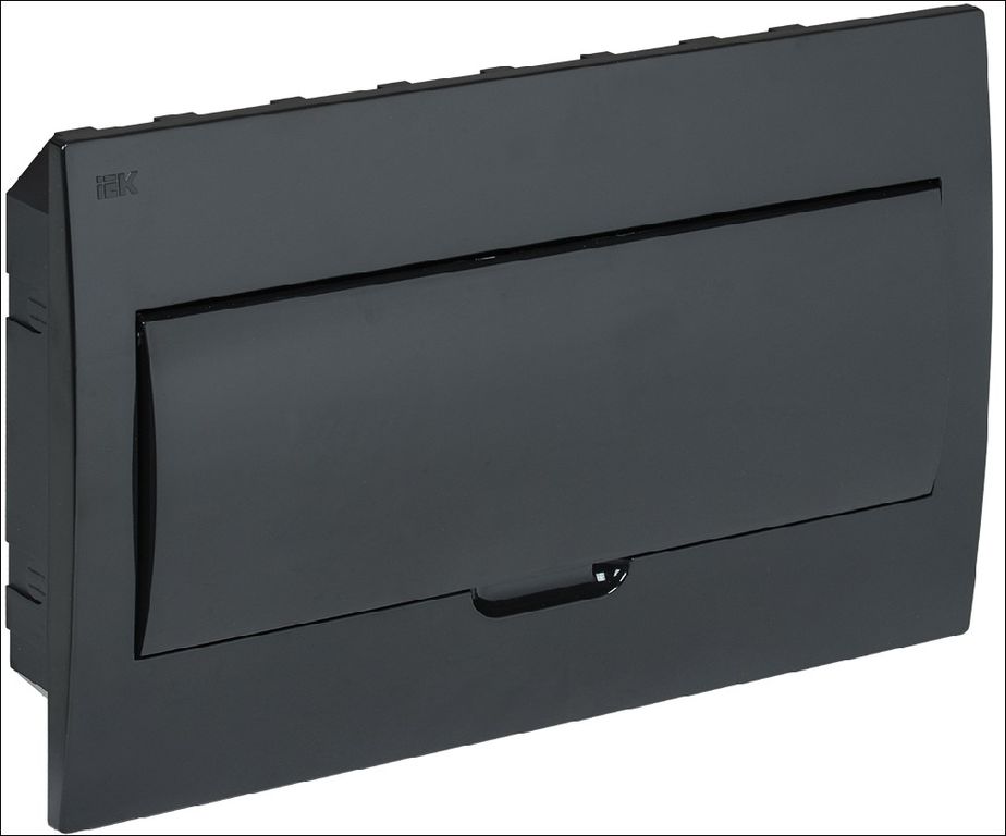 Корпус модульный встраиваемый пластик ЩРВ-П-18 черный черн. дв IP41 IEK