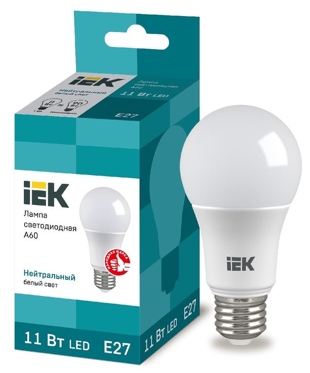 Лампа светодиодная LED A60 шар 11 Вт 230 В 4000 К E27 IEK