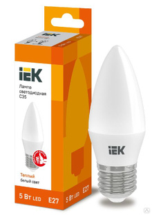 Лампа светодиодная LED C35 свеча 5 Вт 230 В 3000 К E27 IEK 