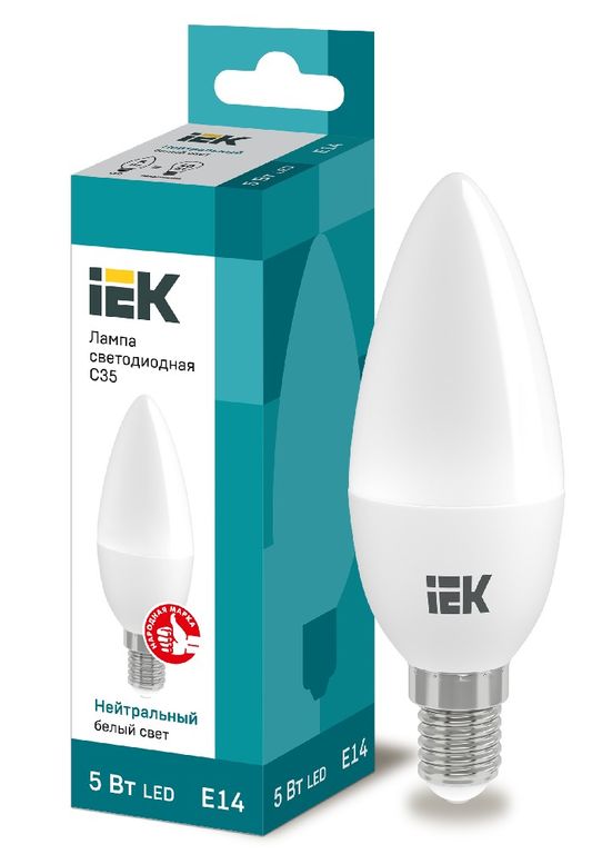 Лампа светодиодная LED C35 свеча 5 Вт 230 В 4000 К E14 IEK