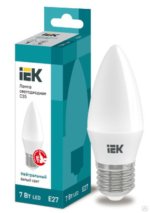 Лампа светодиодная LED C35 свеча 7 Вт 230 В 4000 К E27 IEK 