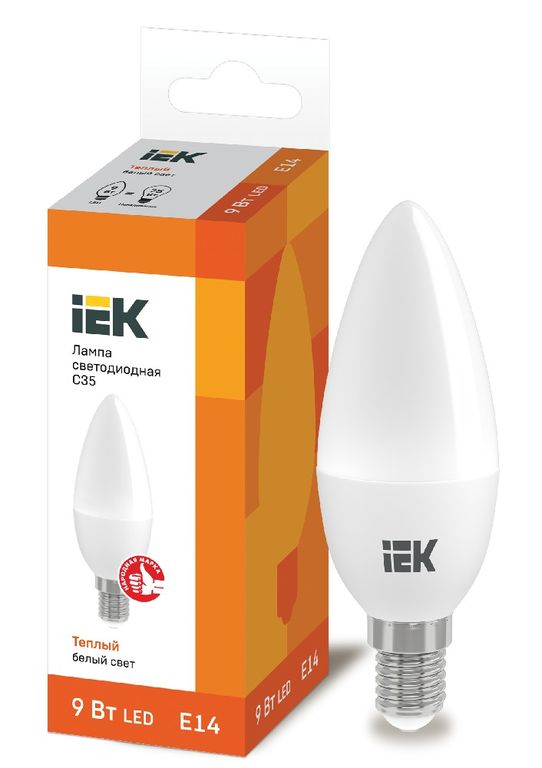 Лампа светодиодная LED C35 свеча 9 Вт 230 В 3000 К E14 IEK