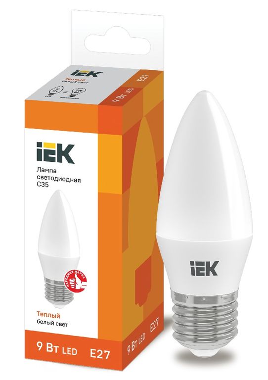 Лампа светодиодная LED C35 свеча 9 Вт 230 В 3000 К E27 IEK