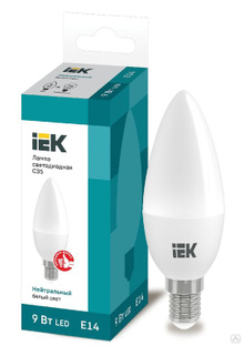 Лампа светодиодная LED C35 свеча 9 Вт 230 В 4000 К E14 IEK 
