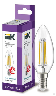 Лампа светодиодная LED C35 свеча прозрачная 5Вт 230 В 4000 К E14 серия 360° 