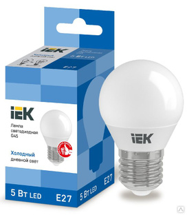 Лампа светодиодная LED G45 шар 5 Вт 230 В 6500 К E27 IEK 