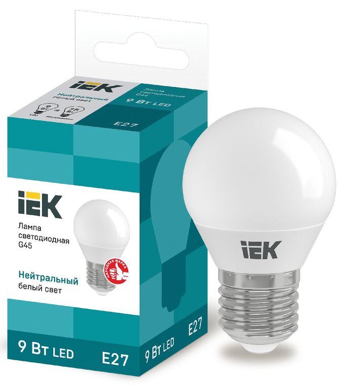 Лампа светодиодная LED G45 шар 9 Вт 230 В 4000 К E27 IEK