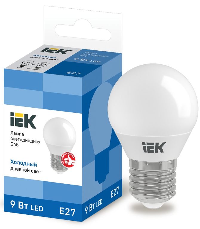Лампа светодиодная LED G45 шар 9 Вт 230 В 6500 К E27 IEK