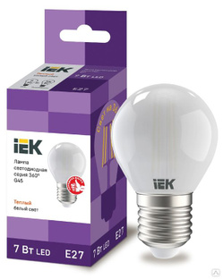 Лампа светодиодная LED G45 шар матовая 7 Вт 230 В 4000 К E27 серия 360° IEK 