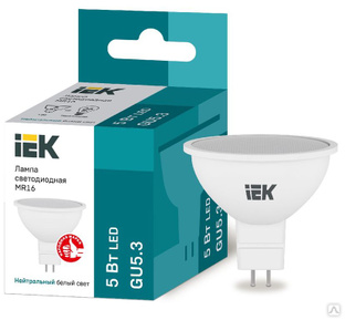 Лампа светодиодная LED MR16 софит 5 Вт 230 В 4000 К GU5.3 IEK 