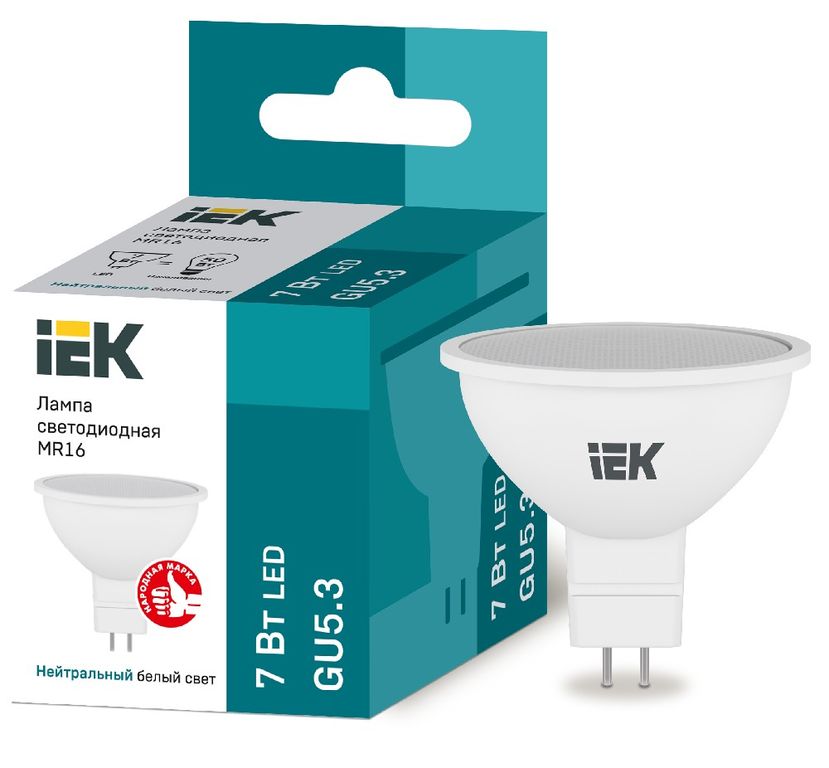 Лампа светодиодная LED MR16 софит 7 Вт 230 В 4000 К GU5.3 IEK