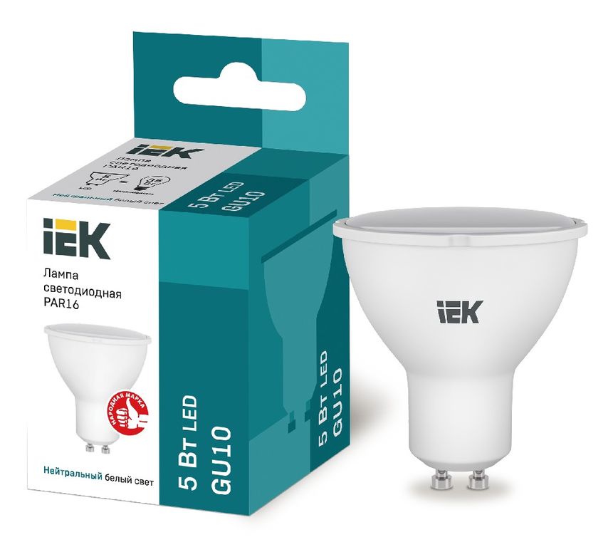 Лампа светодиодная LED PAR16 софит 5 Вт 230 В 4000 К GU10 IEK