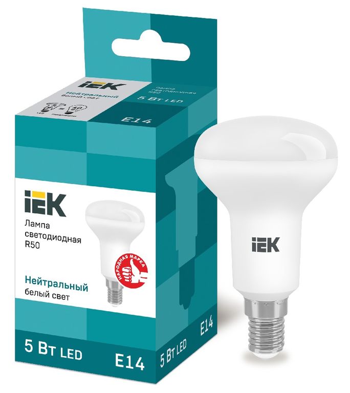 Лампа светодиодная LED R50 рефлектор 5 Вт 230 В 4000 К E14 IEK