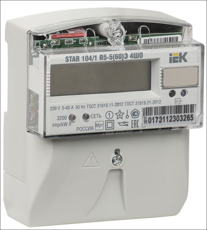 Счетчик электроэнергии 1-фазный многотарифный STAR 104/1 R5-5 (60) Э 4ШО