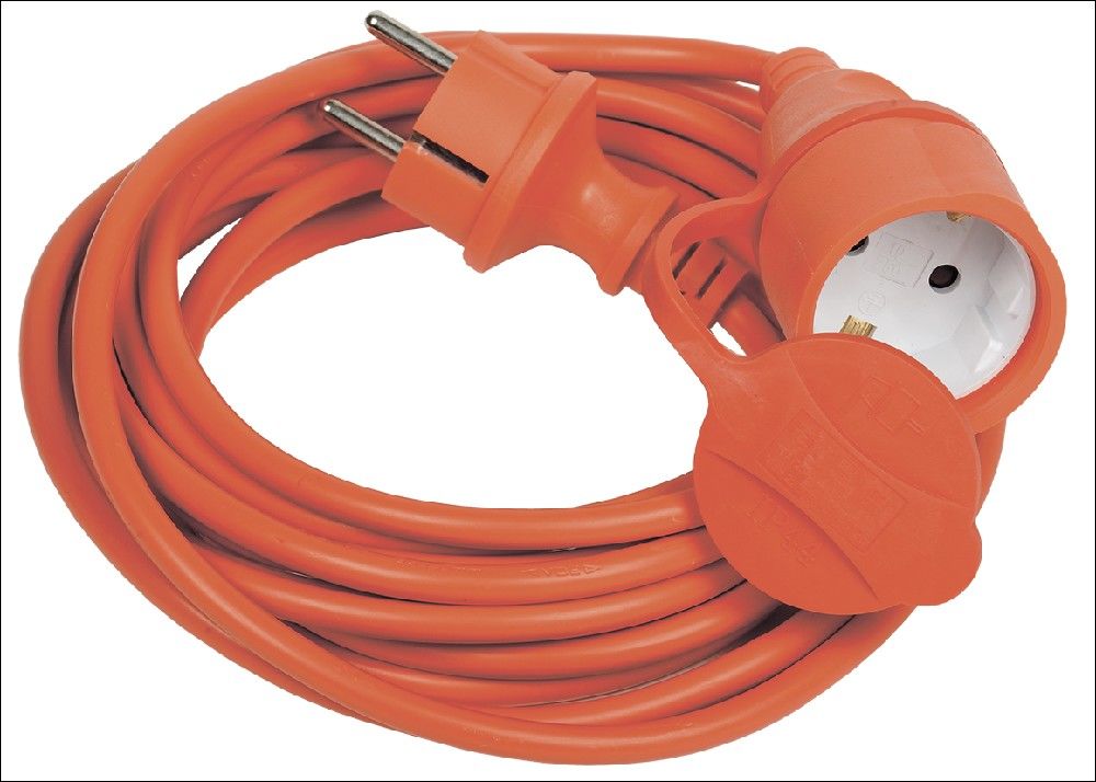 Удлинитель-шнур УШ-01РВ оранжевый 2P+PE/10 метров 3х1,0 мм2 IP44 IEK