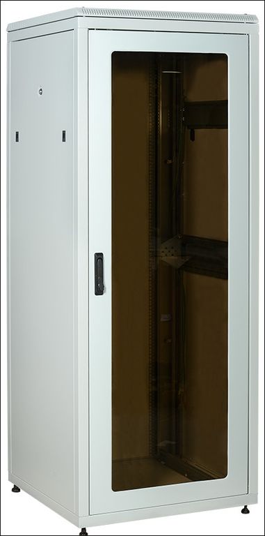 Шкаф сетевой LINEA N 38U 800х800мм стекл. пер. дв. задн. металл. сер. ITK