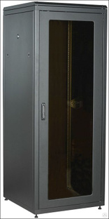 Шкаф сетевой LINEA N 38U 800х800мм стекл. пер. дв. задн. металл. чер. ITK 