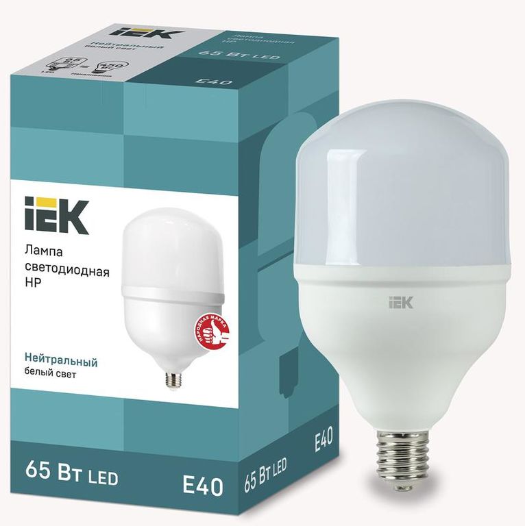 Лампа светодиодная HP 65 Вт 4000К нейтральный цвет белый E40 230 В IEK LLE-HP-65-230-40-E40