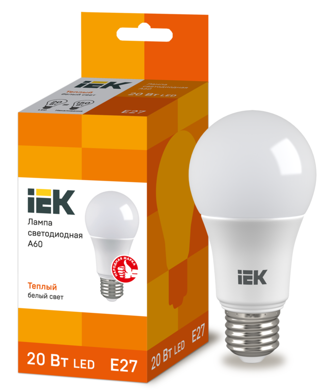 Лампа светодиодная LED 20вт Е27 тепло-белый ECO IEK