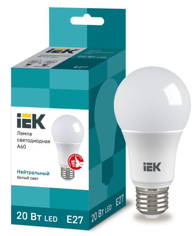 Лампа светодиодная LED 20вт Е27 белый ECO IEK