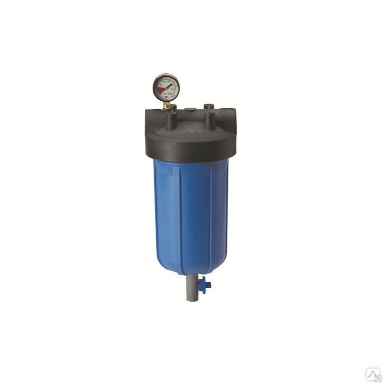 Корпус мешочного фильтра для холодной воды PBH-410-1" с манометром и сливом, под мешочный фильтр BP