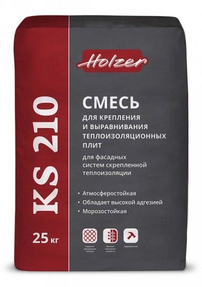 Смесь Хольцер KS210 штукатурно-клеевая для теплоизоляционных плит (25кг)