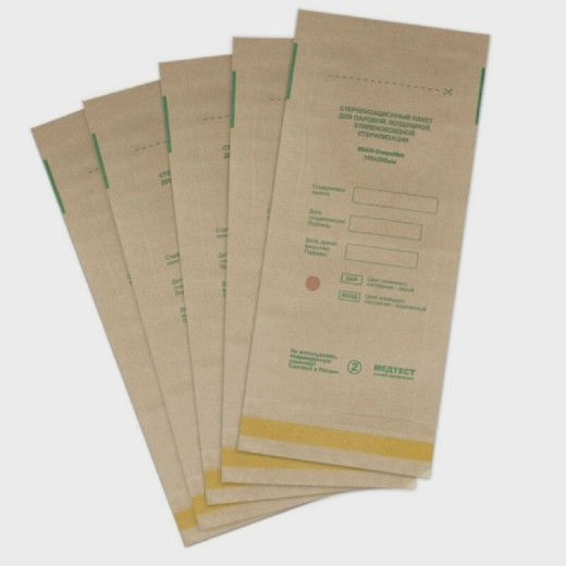 Крафт-пакеты бумажные самоклеющиеся (коричневые) ПБСП-СтериМаг. 100х250