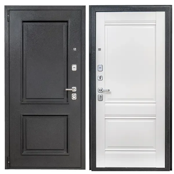 Дверь входная металлическая Порта Р-4 Т80 Белый/Букле Графит 880 мм левая PORTIKA Порта Р-4 402/К42