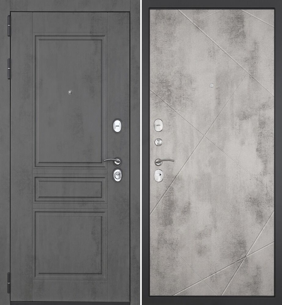 Входная дверь Гранит Лира с панелью 044 Бетон светлый 12 мм