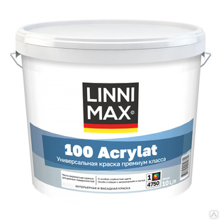 Краска ВД LINNIMAX 100 Acrylat / База 1 10 л для наружных и внутренних работ 