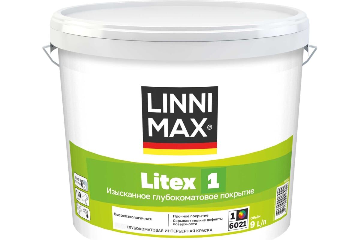 Краска ВД LINNIMAX Litex 1 / Литекс 1 База 1 9 л для внутренних работ