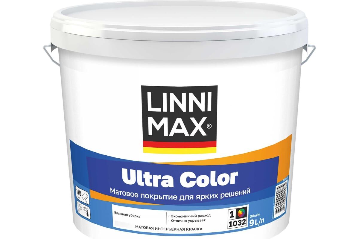Краска ВД LINNIMAX Ультра Колор База 1, 9 л для внутренних работ