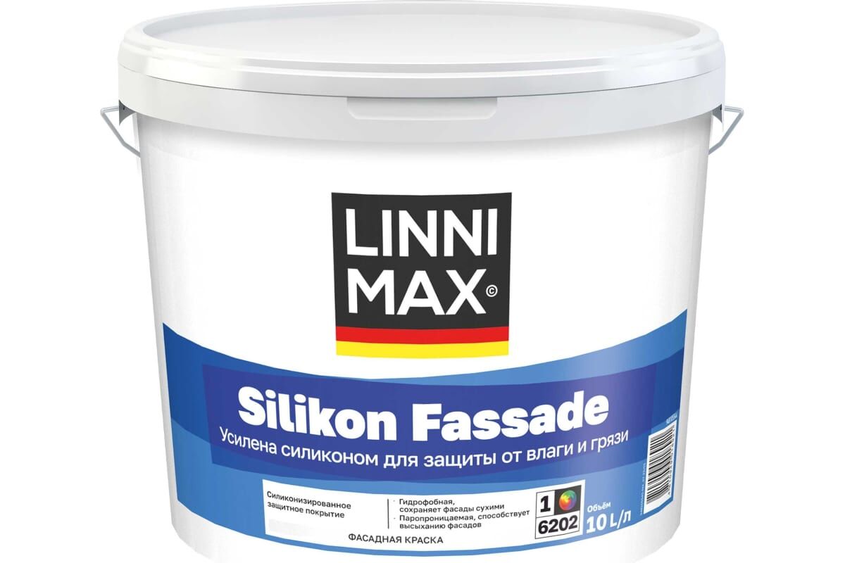 Краска силикон-модифицированная LINNIMAX Силикон Фасад База 1 10 л для наружных работ