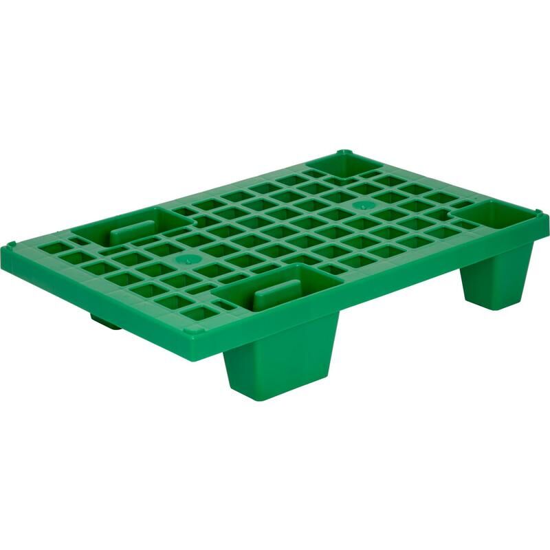 Паллет пластиковый перфорированный 600x400x130 мм зеленый на 4-х ножках NoName