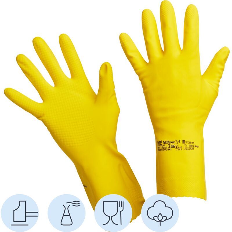 Перчатки латексные Vileda Profes многоцелевые повышенная прочность желтые (размер 8.5-9, L, 100760) Vileda Professional