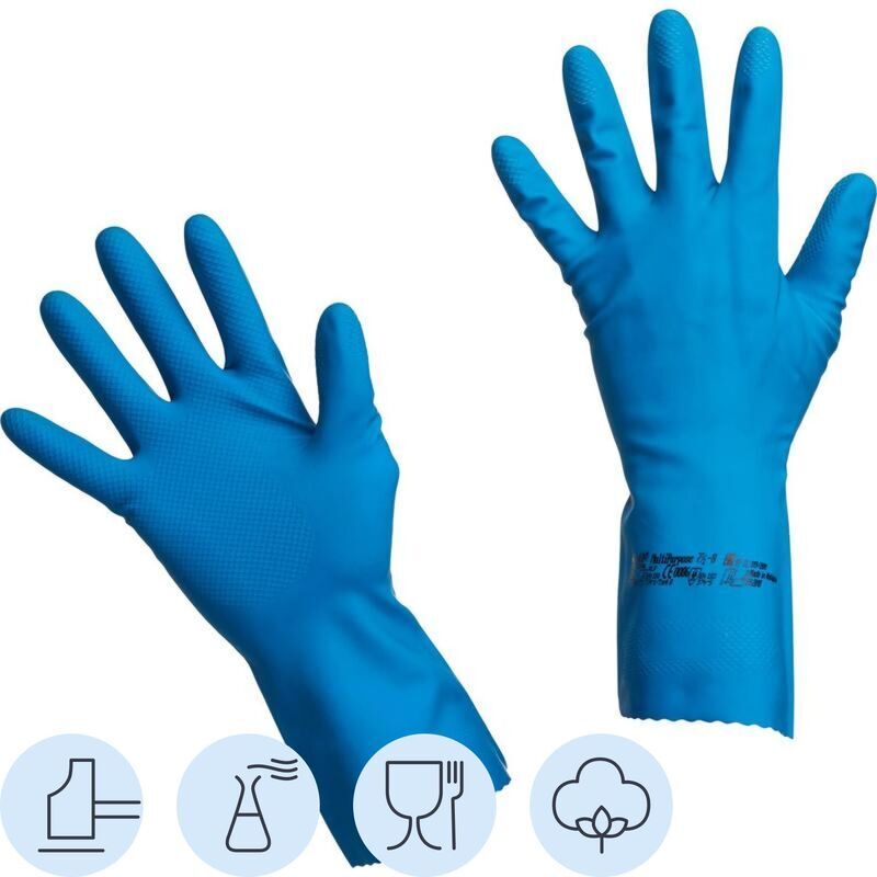 Перчатки латексные Vileda Profes многоцелевые повышенная прочность синие (размер 7.5-8, M, 100753) Vileda Professional