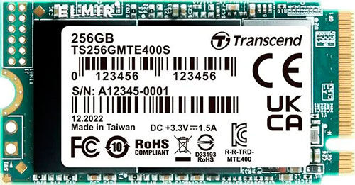 SSD накопитель Transcend M.2 MTE400S 256 Гб PCIe (TS256GMTE400S)